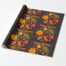Lycklig Autumn Mushroom & Harvest Foliage Papper