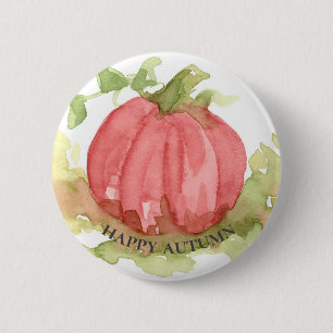 Lycklig Autumn Rosa Pumpkin Halloween Knapp