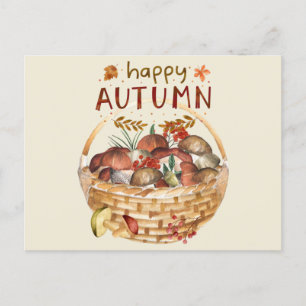 Lycklig Autumn Vild Mushroom Basket Harvest Vykort