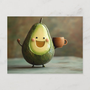 Lycklig Avocado Enjoying a Kopp i Tea Vykort