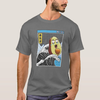 Lycklig Avocado Kanagawa Wave Digital Kawaii Anime T Shirt