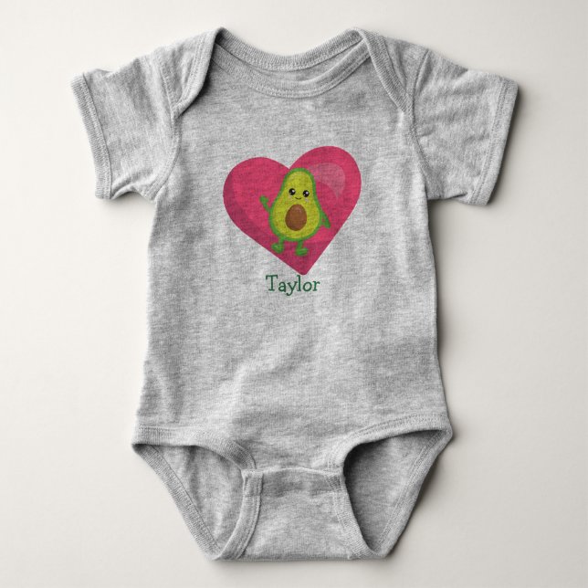 Lycklig Avocado Rosa Hjärta T Shirt (Framsida)