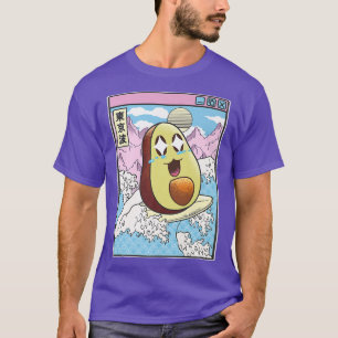 Lycklig Avocado Surfing Japanes Vinkarare Kawaii A T Shirt