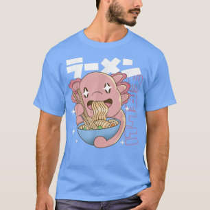 Lycklig Axolotl Eating Ramen Japan Stil Kawaii Ani T Shirt