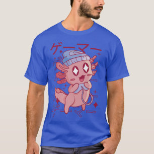 Lycklig Axolotl Gaming Japan Stil Kawaii Anime Gam T Shirt
