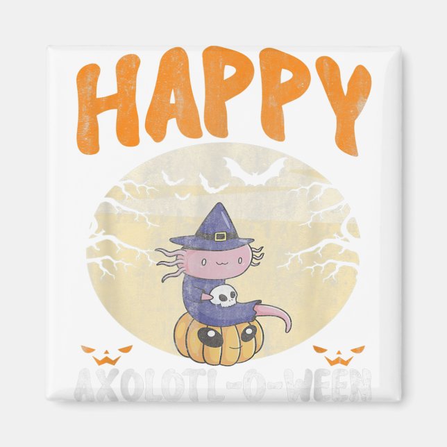 Lycklig Axolotl-O-Ween Cute Halloween Axolotl Hall Magnet (Framsidan)