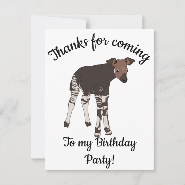 Lycklig B-dagars Baby Okapi-djur Tack Kort (Framsida)