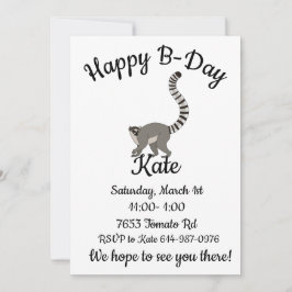 Lycklig-B-dagen Ring Tails Lemur Inbjudningar