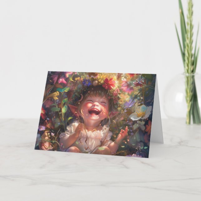 Lycklig Baby Digital Art Tack Kort (Framsida)