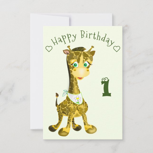 Lycklig Baby Giraffe-födelsedagskort Kort (Framsida)