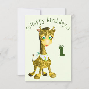 Lycklig Baby Giraffe-födelsedagskort Kort