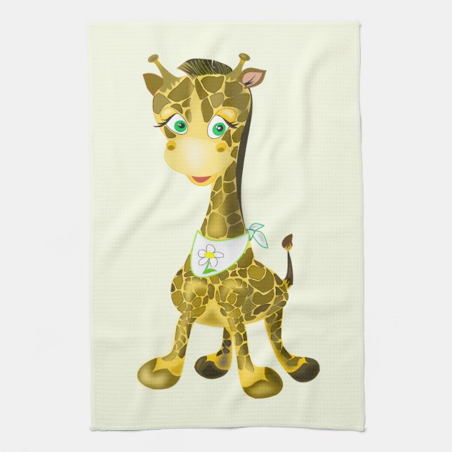 Lycklig Baby Giraffe kökshandduk - Anpassningsbar  (Vertikal)