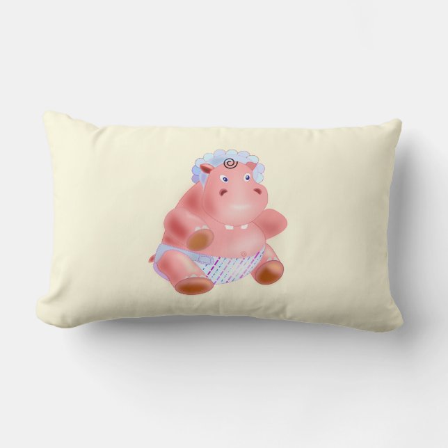 Lycklig Baby Hippo Pillow Lumbarkudde (Framsida)