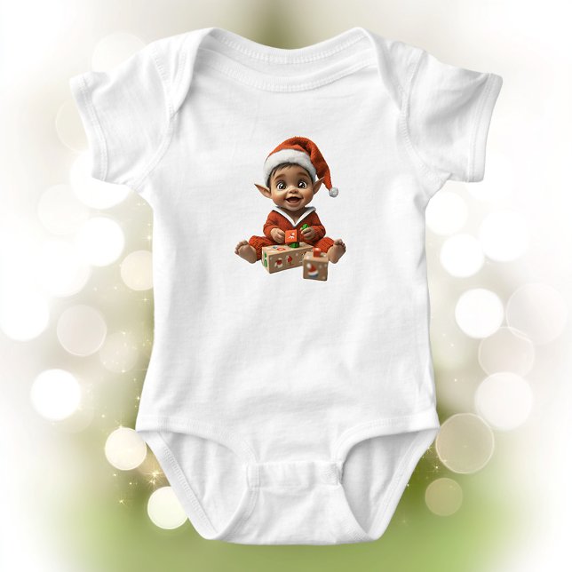 Lycklig Baby jul Elf Baby Bodykostdräkt T Shirt (Skapare uppladdad)