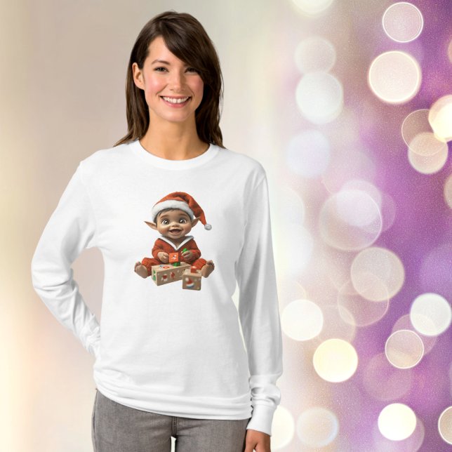 Lycklig Baby jul Elf Women's Tee (Skapare uppladdad)