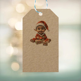 Lycklig Baby-julen Elf Kraft Gift Märkres Presentetikett