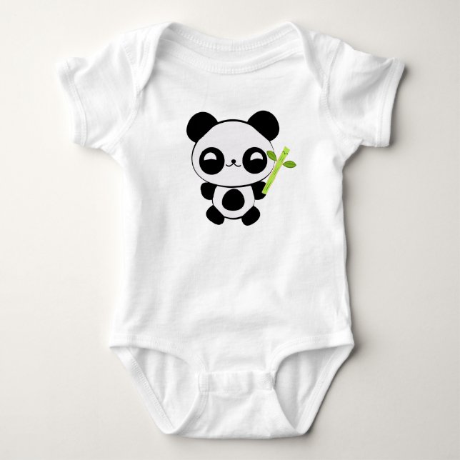 Lycklig Baby Panda Infant Creeper Tee (Framsida)