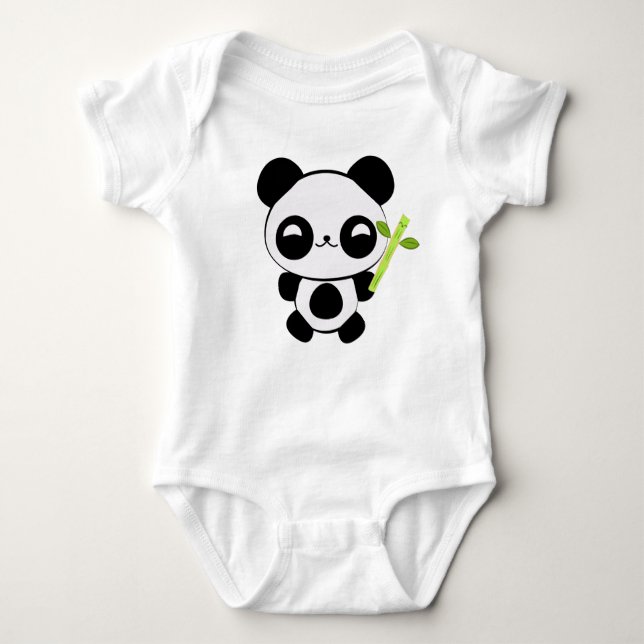 Lycklig Baby Panda Infant Creeper Tee Shirt (Framsida)