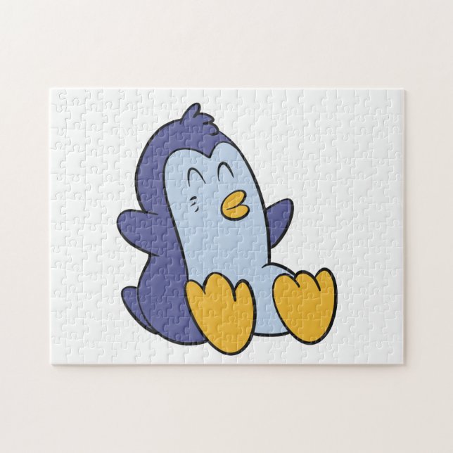 Lycklig Baby penguin | välj bakgrund färg Pussel (Horisontell)