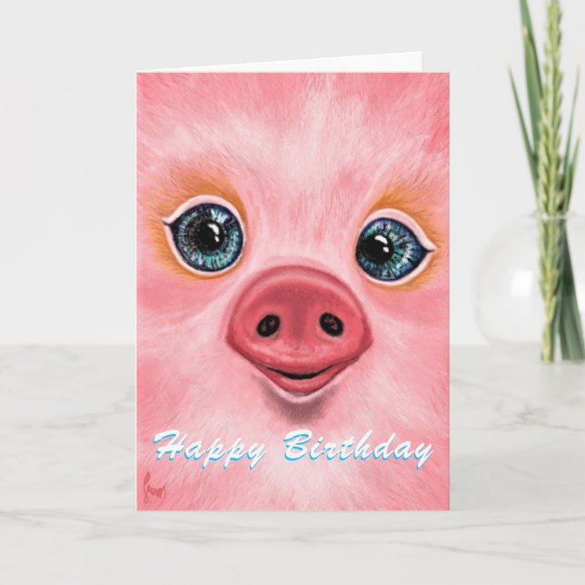 Lycklig Baby Pig Birthday Card Funny Kort (Framsida)