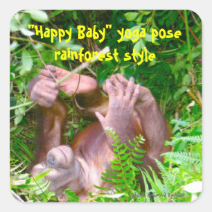 Lycklig Baby Rainforest Yoga Fyrkantigt Klistermärke