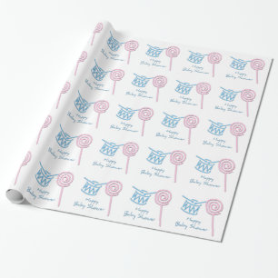 Lycklig baby shower som slår in papper presentpapper