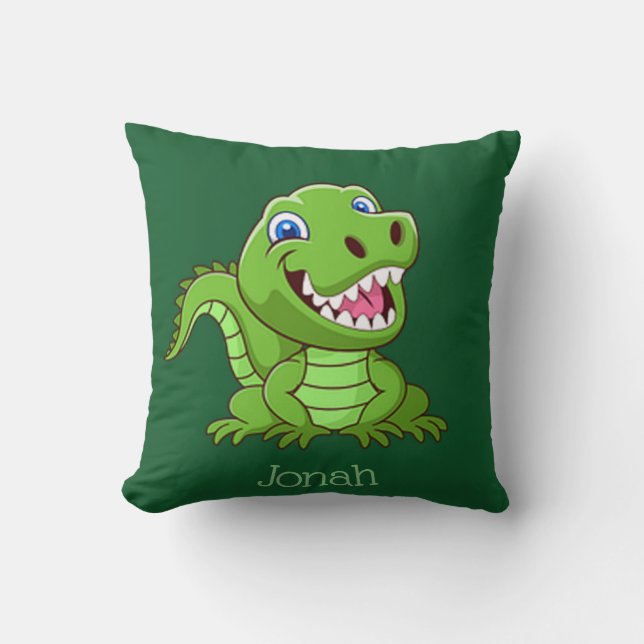 Lycklig Baby T-Rex Dinosaur Kudde (Framsida)