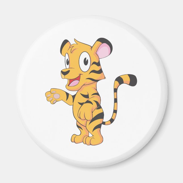 Lycklig Baby Tiger Unge Magnet (Framsidan)