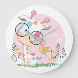 Lycklig babygiraff stor klocka