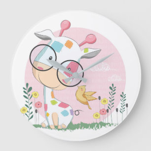 Lycklig babygiraff stor klocka