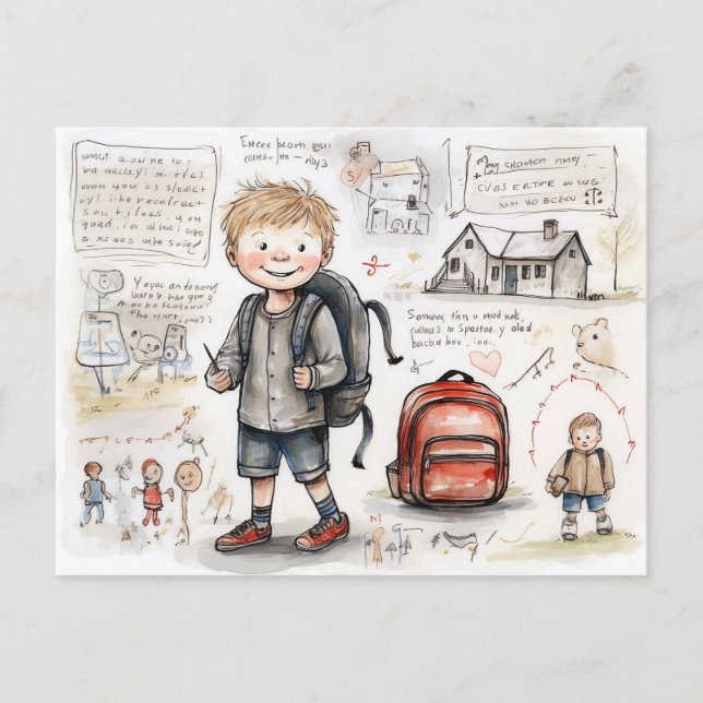 Lycklig Back to school Vykort (Framsida)