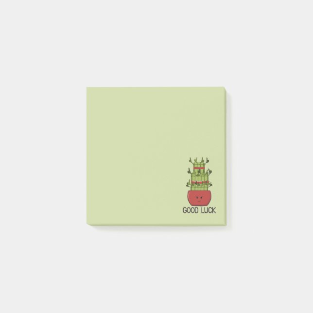 Lycklig Bambupplant med hälsning Post-it Block (Framsida)