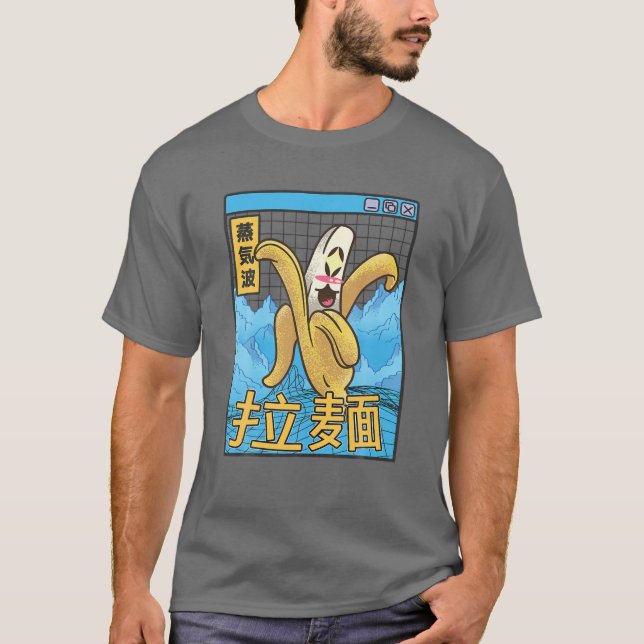 Lycklig Banana Digital Japan Stil 80S Otaku Vaporw T Shirt (Framsida)