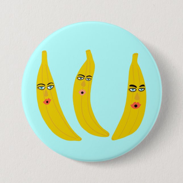 Lycklig Banana Trio Whimsical Knapp (Framsida)