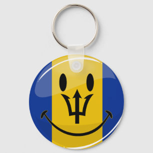 Lycklig Barbados flagga Nyckelring