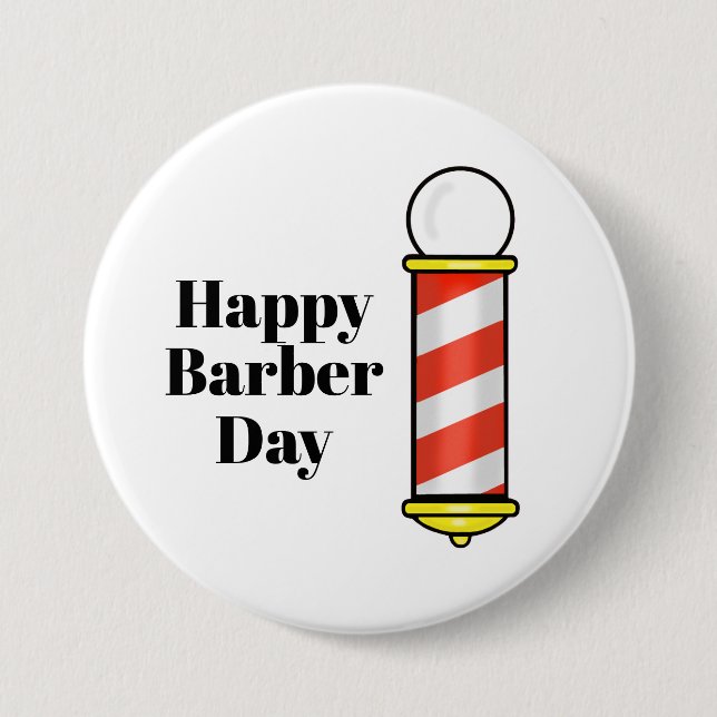 Lycklig Barber Day Button Knapp (Framsida)