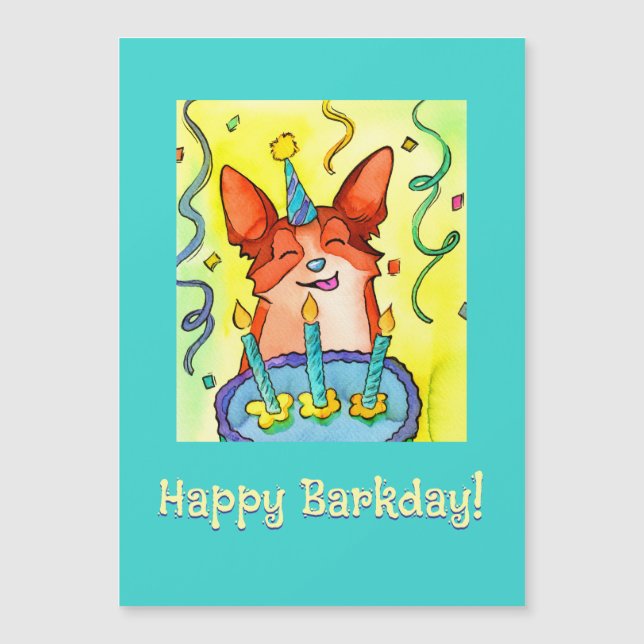 Lycklig Barkday! Corgi Birthday Card (Framsida)