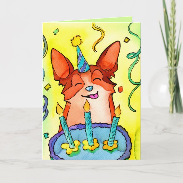 Lycklig Barkday! Corgi Birthday Card Tack Kort (Framsida)