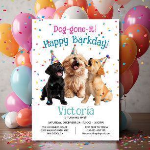 Lycklig Barkday Födelsedagsfest Hund Inbjudningar