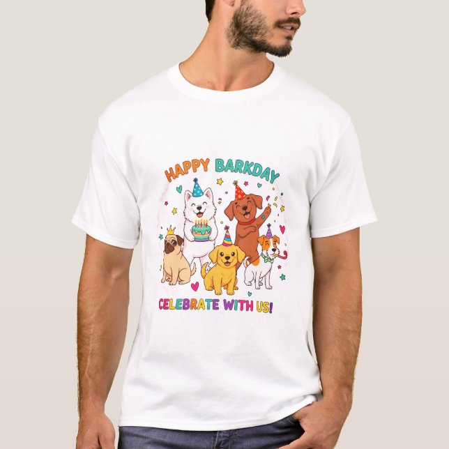 Lycklig Barkday Rolig hund Party Tee (Framsida)