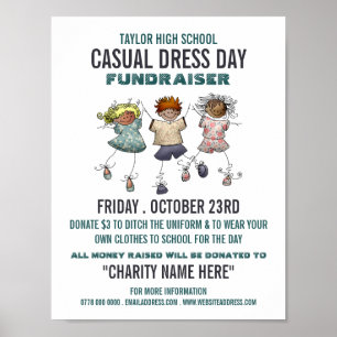 Lycklig Barn, Avslappnad Dress Day Fundraiser Adve Poster