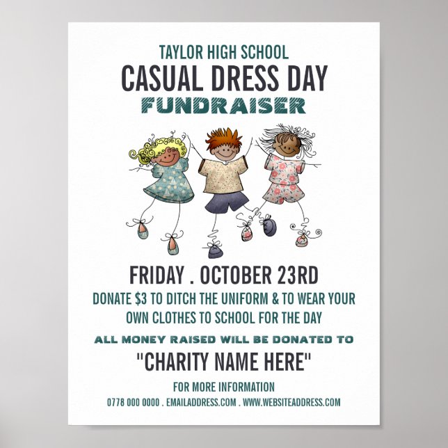 Lycklig Barn, Avslappnad Dress Day Fundraiser Adve Poster (Framsidan)