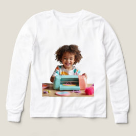 Lycklig Barn som leker med Craft Maskin - Kreative T Shirt