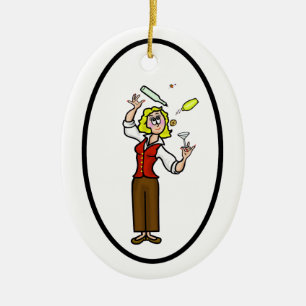 Lycklig Bartender Day Ornament - Female Bartender