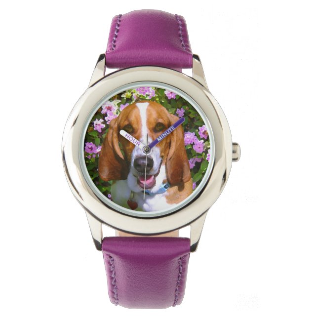 Lycklig Basset Hound Armbandsur (Framsida)