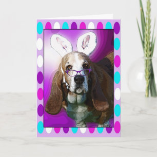 Lycklig Basset Hound Påsk Hälsning Helgkort