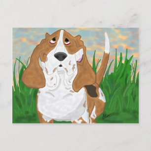 Lycklig Basset Hound-vykort Vykort