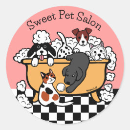 Lycklig Bath Time Black Labrador och Hund Friends Runt Klistermärke