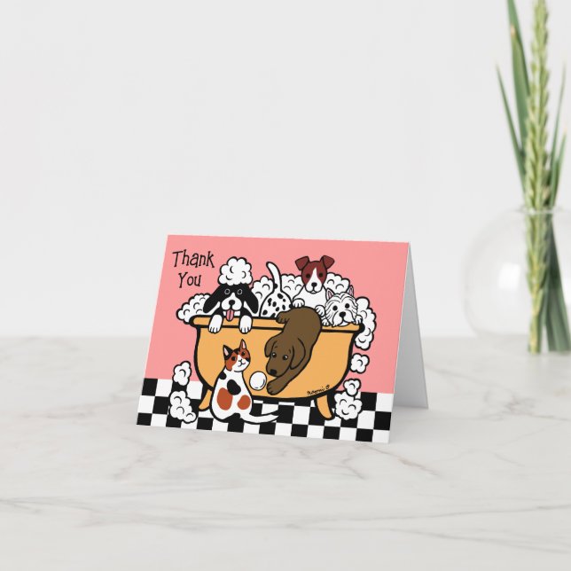 Lycklig Bath Time Chocolate Labrador och Hund Frie Tack Kort (Framsida)