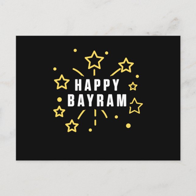 Lycklig Bayram Islam Muslim Allah Mosque Gud Gift Vykort (Framsida)